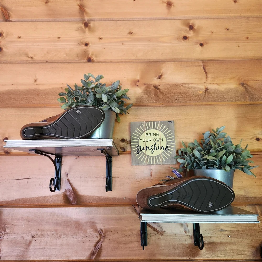 Caterpillar CAT Brown Leather Slingback Mary Jane Wedge Heel‎ Sandals Peep Toe 6